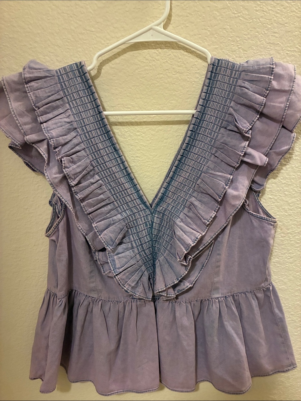 Anthropologie Lavender Ruffle Peplum Top - Picture 3 of 5